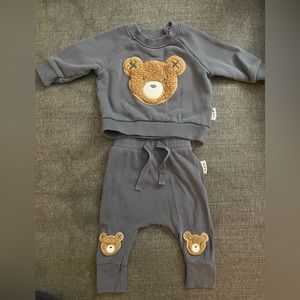 HUX baby teddy bear sweatsuit set size 3-6 months